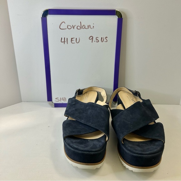 Cordani Kaylee Slingback Wedge Platform Navy Suede Criss Cross Strap Sz 41 EU - Picture 15 of 15